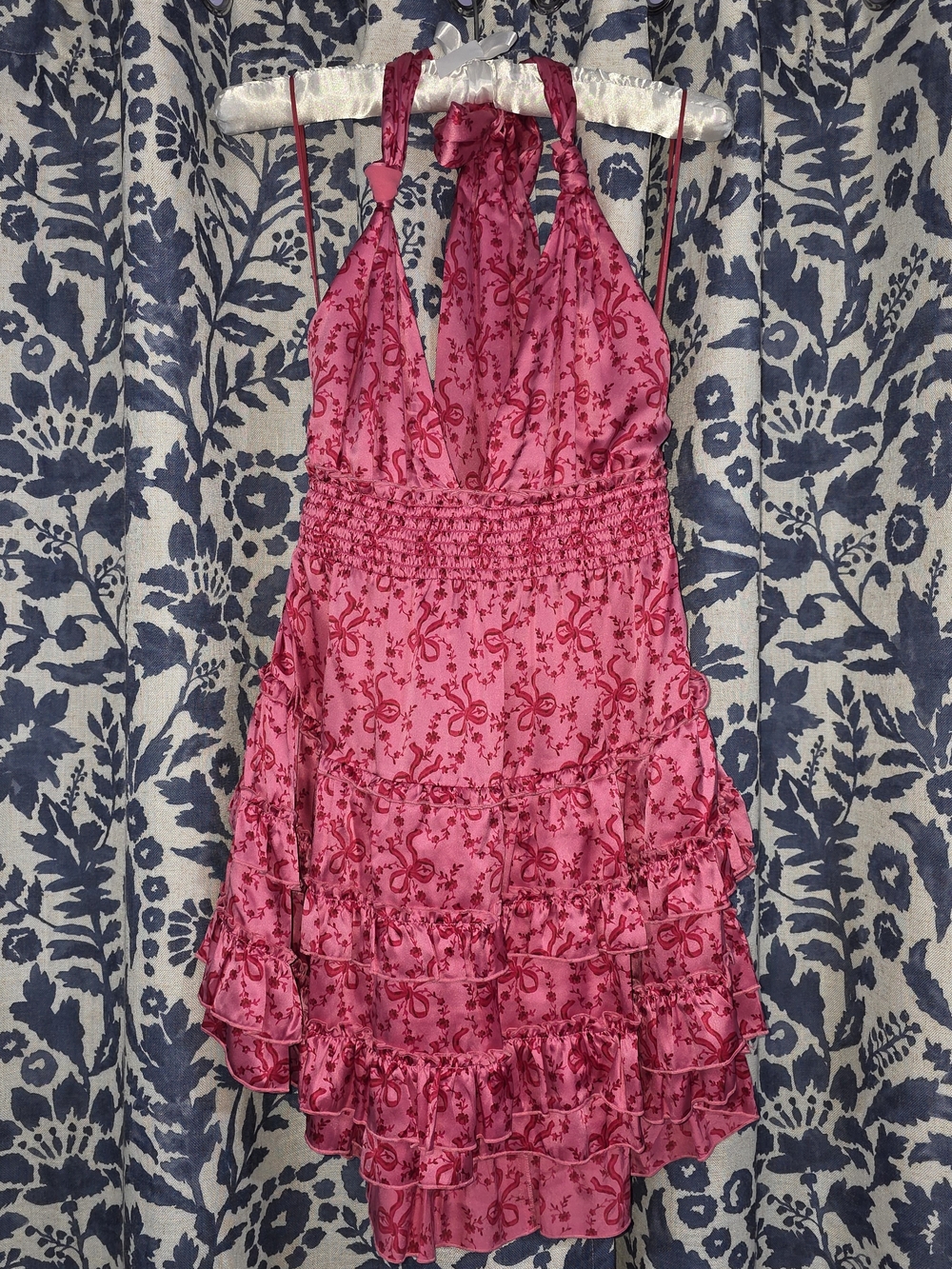 LoveShackFancy Quintelle Hot Pink Mini Dress